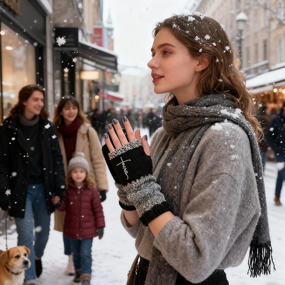 Faith Fingerless Knit Gloves - Picture 5 of 5